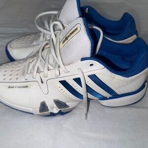 NEW Adidas Barricade Novak Pro Men's Tennis Shoe Size 10- White/Blue G64769